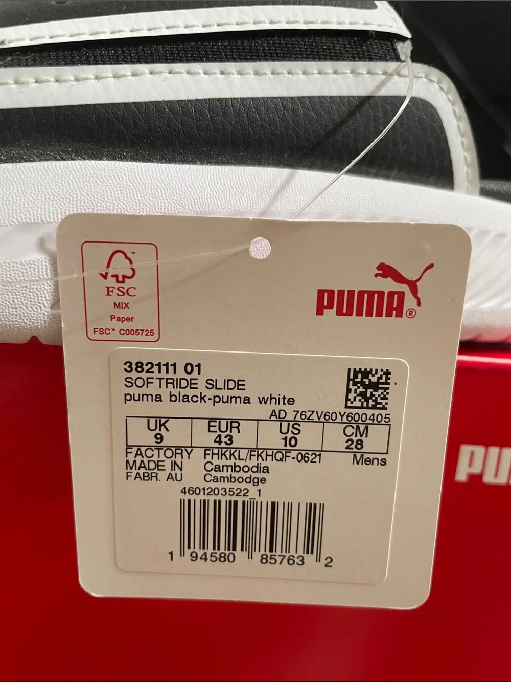 Puma Black and White Slide Sandals